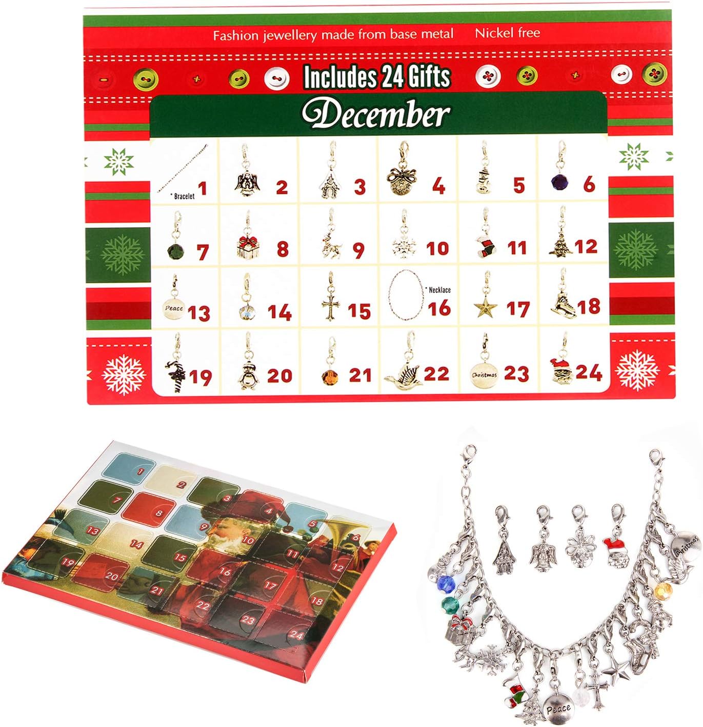 Countdown to Christmas Advent Calendar Fashion Jewelry Set Advent Calendars for Girls