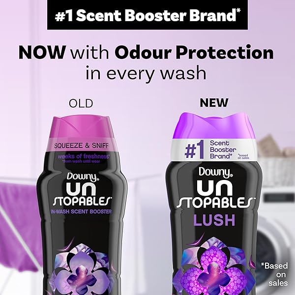 DOWNY UNSTOPABLES IN WASH SCENT BOOSTER BEADS, LUSH SCENT, 24 OZ, LAUNDRY BEADS FOR ODOR PROTECTION, DOWNY SCENT BOOSTER BEADS, LAUNDRY SCENT BOOSTERS