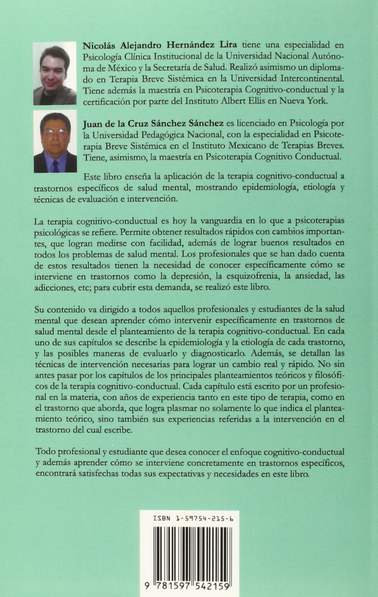 Manual de Psicoterapia Cognitivo-Conductual Para Trastornos de La Salud (Spanish  Edition): Nicolas Alejandro Hernandez Lira: 9781597542159: Amazon.com: ...