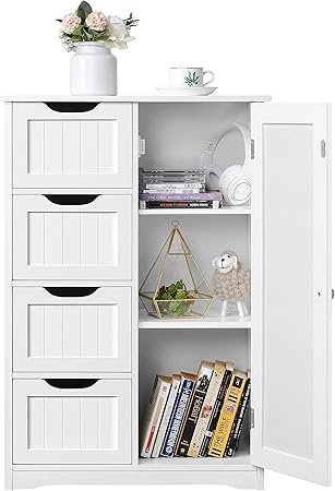 Yaheetech Bathroom Cabinets Storage Units Cupboard Organiser Free Standing Chest Of Drawers For Bedroom Hallway Floor Kitchen Wood 56 1 X 30 1 X 82 Cm Amazon Co Uk Kitchen Home