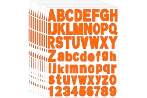 WANGHENG 992Pcs Letter Stickers,1 Inch Vinyl Self Adhesive Waterproof Scrapbook Alphabet Sticker,for Notebook,Scrapbooking Crafts,DIY Crafts Art Making（Orange）