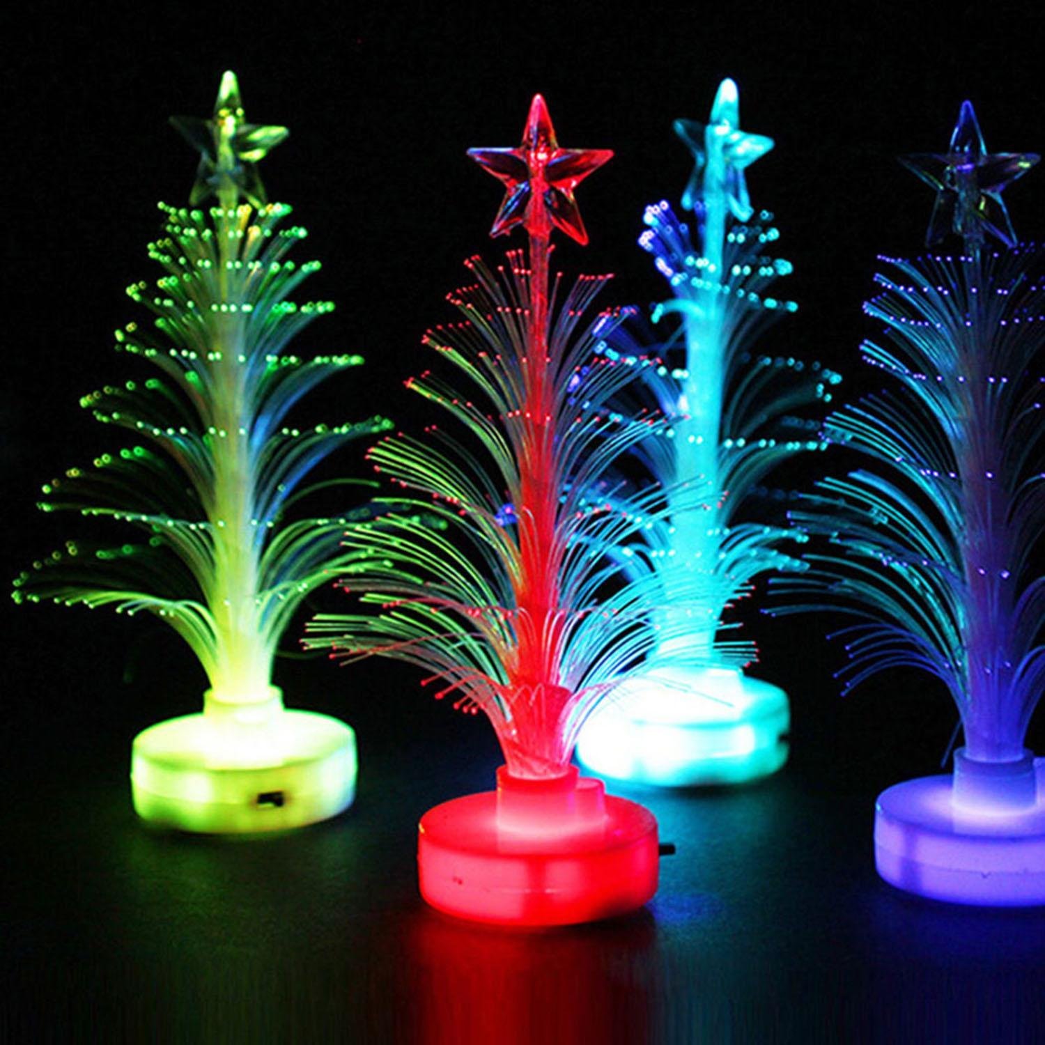 eubell LED Night Light Colorful Fiber Optic Christmas Tree Decoration Desk Table Lamp