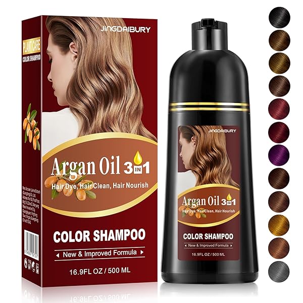 ONILYUA DARK BROWN HAIR DYE SHAMPOO, ARGAN OIL HAIR COLOR SHAMPOO FOR MEN & WOMEN, 3 IN 1 HAIR DYE SHAMPOO 16.9 FL OZ, EASY TO USE, SHAMPOO PARA CANAS FOR GRAY HAIR COVERAGE