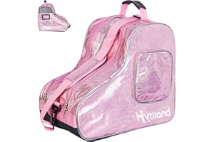Hytiland Roller Skate Bag Inline Skates Bag Stylish Plain Holographic Fashion Model Spacious Big Capacity Ice Skate Bag Breathable Mesh Waterproof & Durable Figure Skating Bag For Women And Youth