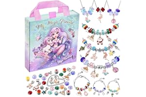 BDBKYWY Charm Bracelet Making Kit & Unicorn/Mermaid Girl Toy- ideal Crafts for Ages 8-12 Girls who Inspire Imagination and Create Magic with Art Set and Jewelry Making Kit