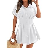 Blooming Jelly Womens Swimsuit Coverup Beach Bathing Suit Cover Up Button Down Shirt Dresses Pleated Bikini Swimwear