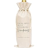 Huastatewolf Pregnancy Announcement Wine Gift Bags, Burlap Wine Bottle Cover Bag For Having New Baby, Grandparents, Party Supplies, Favors, 1 Pc Wine Bag (A37)