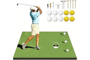 Golf Mat,Elite Golf Hitting Mats Practice Outdoor & Indoor,5x4ft Turf Driving Range Mats for Golf Simulators and Practice with 10 Balls,9 Tees,21|31mm Thickening Domivans