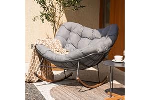 Grand patio Outdoor Rocking Chair, E-Coated Modern Cozy Lounge Rocker Chair with Cushion for Balcony Porch Patio, Gray