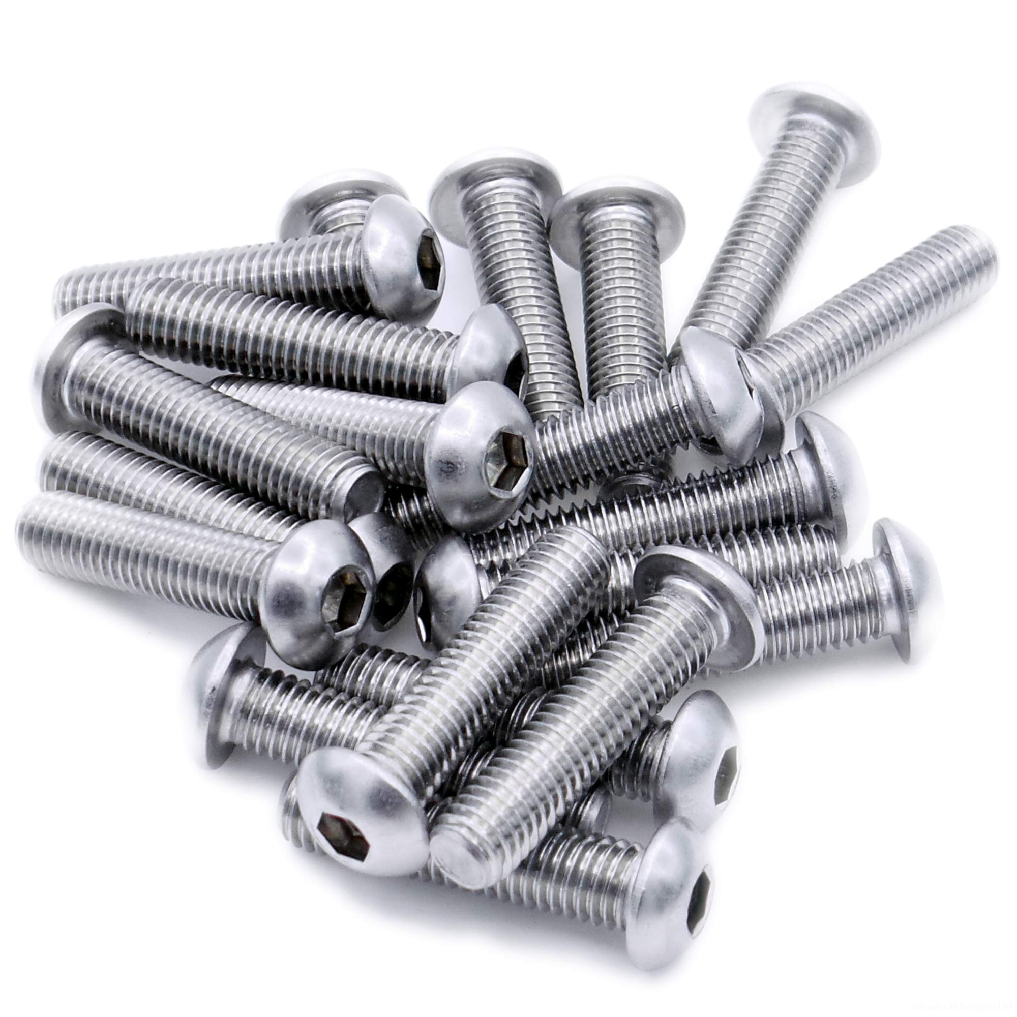M4 (4mm x 5mm) Hex Socket Button Machine Screw (Bolt) - Stainless Steel (A2) (Pack of 20)