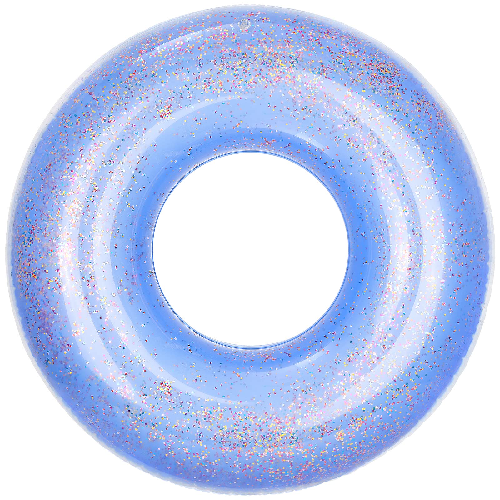MoKo Swim Rings with Glitter, 90cm Diameter Inflatable Pool Float Swimming Pool Float Tube Round Shaped Swimming Tube Water Fun Beach Pool Toys for Summer Party for Kids Adults - Blue