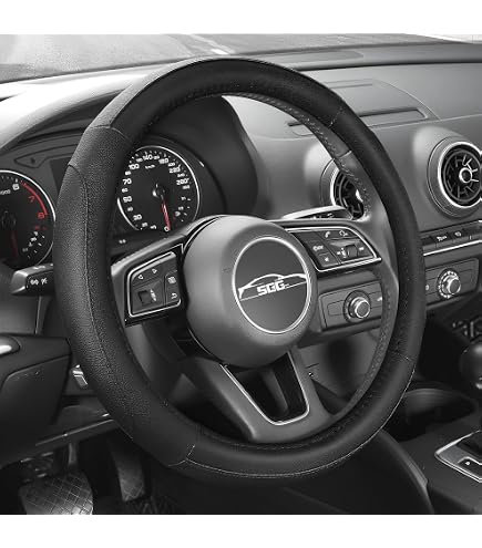 Motor Trend TPE Beige Stitched Steering Wheel Cover
