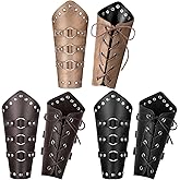 Patelai 3 Pair Faux Leather Arm Guards Arm Bracers Leather Gauntlet Medieval Viking Cosplay Accessories for Men Women