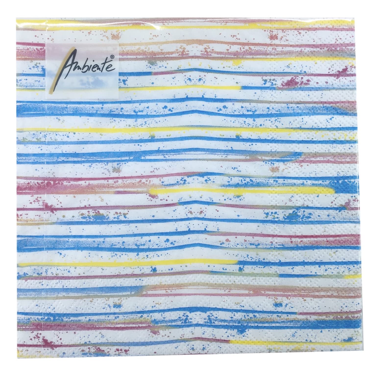 Paper Napkins Lunch Festival Party Approx. 33 x 33 cm Every Day Any Occasion Summer Spring Watercolour Lines Blue