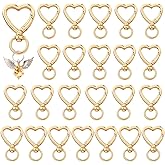 Heart Keychain Clip with Swivel Clasps Hooks Cute Silver Heart Shaped Carabiner Clasp Zinc Alloy Snap Keychain Hook Backpack Clips for Handbag DIY Making Hanging Buckle