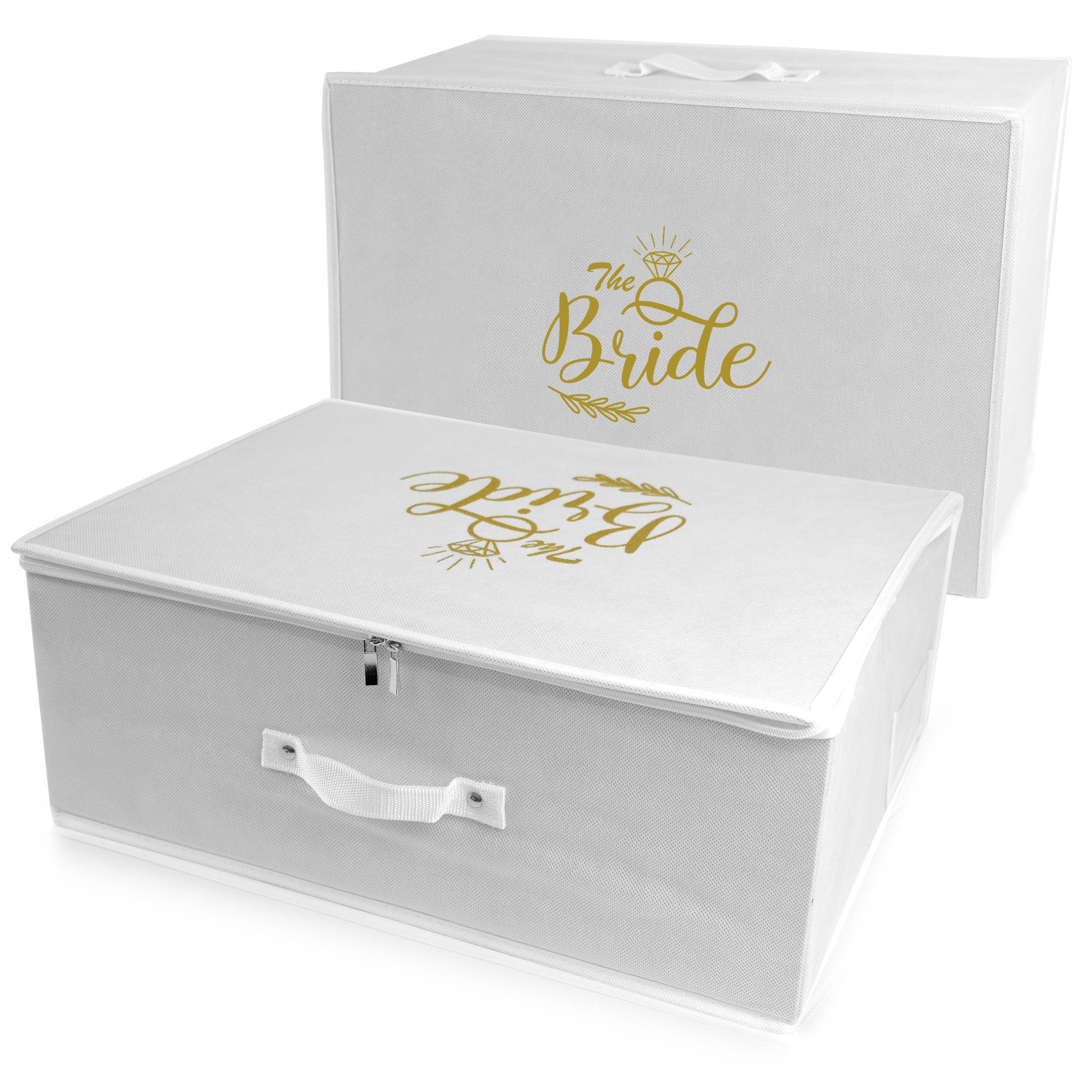 Wedcova UK White Personalised Wedding Dress Travel Box Breathable Bridal Dress Medium Size Storage Box Flight Cabin Size Fabric Box