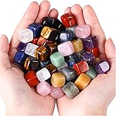 DUQGUHO 30 Pcs Healing Crystal Chakra Stones Set - Polished Tumbled Stones - Bulk Amethyst, Rose Quartz, Obsidian, Lapis Lazuli, Clear Quartz, Green Aventurine, Tiger Eye, Red Jasper