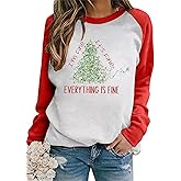 SFHFY It's Fine I'm Fine Sweatshirt Womens Christmas Lights Shirts Xmas Funny Saying Pullover Top