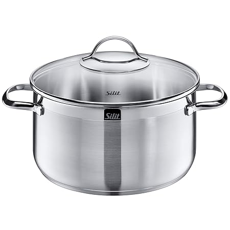 Silit Kochtopf Ø 24 cm ca. 4,1l Diamant Schüttrand Glasdeckel Edelstahl poliert induktionsgeeignet spülmaschinengeeignet