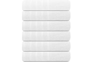 Textila White Bath Towels Pack of 6-24x48 inch Cotton Terry Towels for Bathroom Highly Absorbent, Soft Feel, Quick Dry, Lightweight Bath Towel for Shower, Pool, Gym, SPA, Hotel & Daily Use Towels