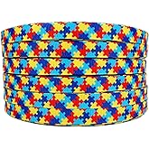Autism Awareness Puzzle Single Face Printed 3/8 Inch White Grosgrain Ribbon -25 Yards/roll - Perfect for April Autism Day, Fundraising Pins & DIY Crafts Supplies