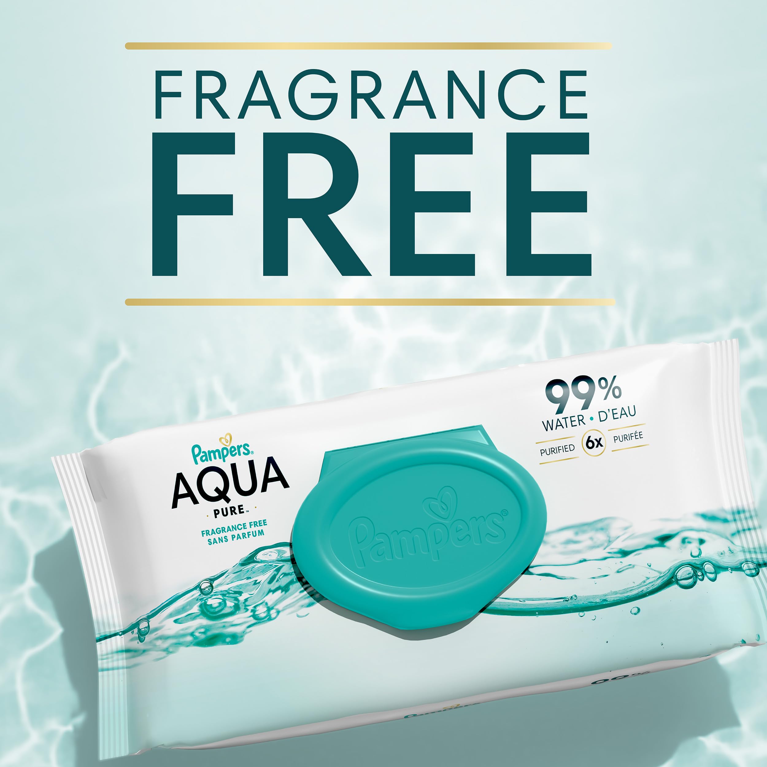 Pampers Baby Wipes Aqua Pure, 99% water-based wipes, Hypoallergenic and Unscented Baby Wipes, 672 Wipes Total (12 Flip-Top Packs)