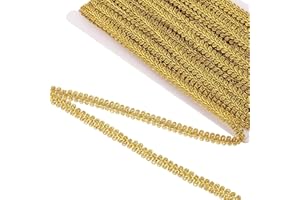 INNOHHUSTLE 14yd/13.5m Gold Trim for Sewing Braid Lace Trim, Wide Metallic Sewing Centipede Trims & Embellishments, Braided Lace for DIY Craft, 0.4" Wide Laces Ribbon Sewings Accessories for Home Decorative