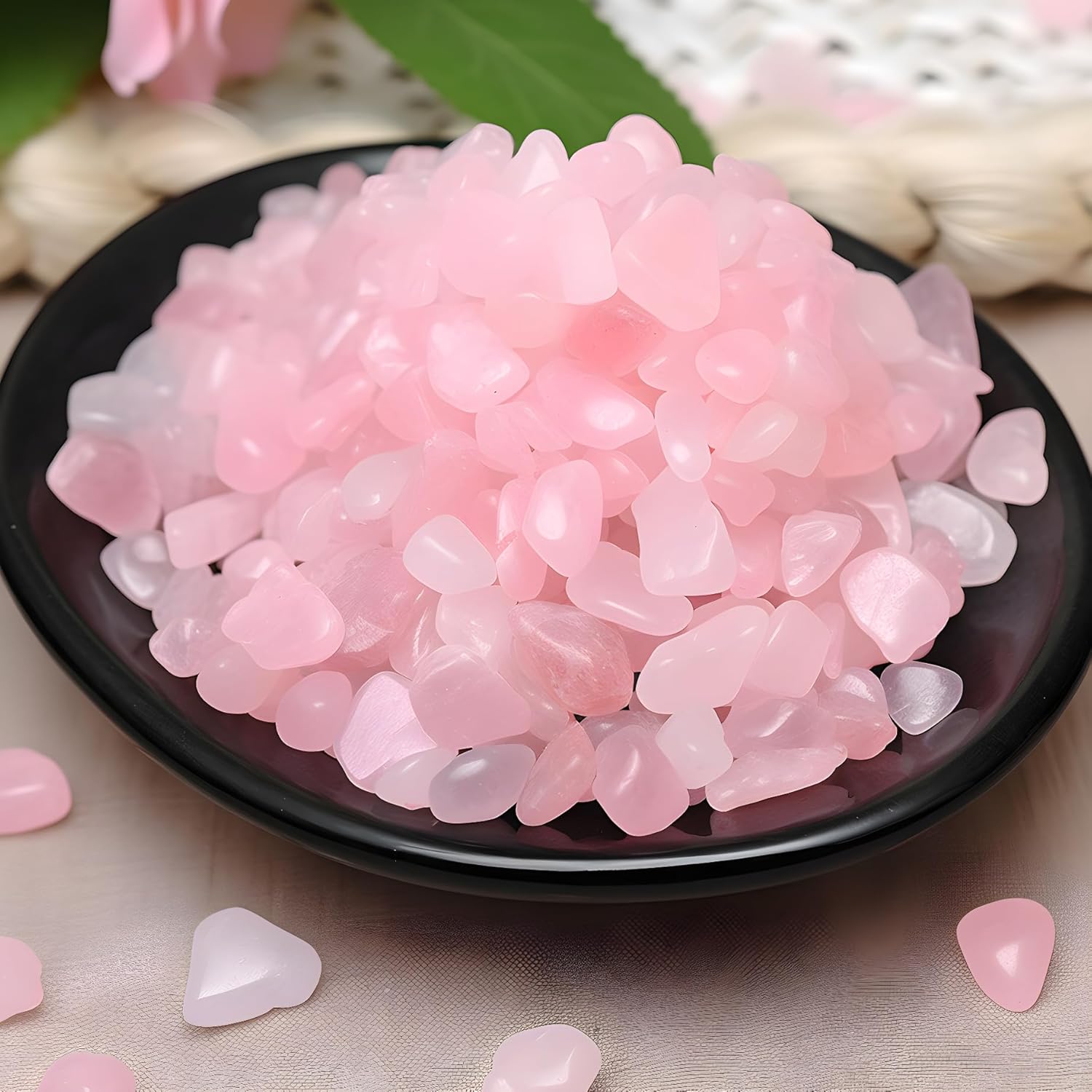 Indoor Fountains & Accessories - SigMntun Polished Rose Quartz Crystal Chips - 10 oz (283g) Tumbled Stone Chips Crushed Sea Glass Stones Healing Reiki Crystal Jewelry Making Home Decoration