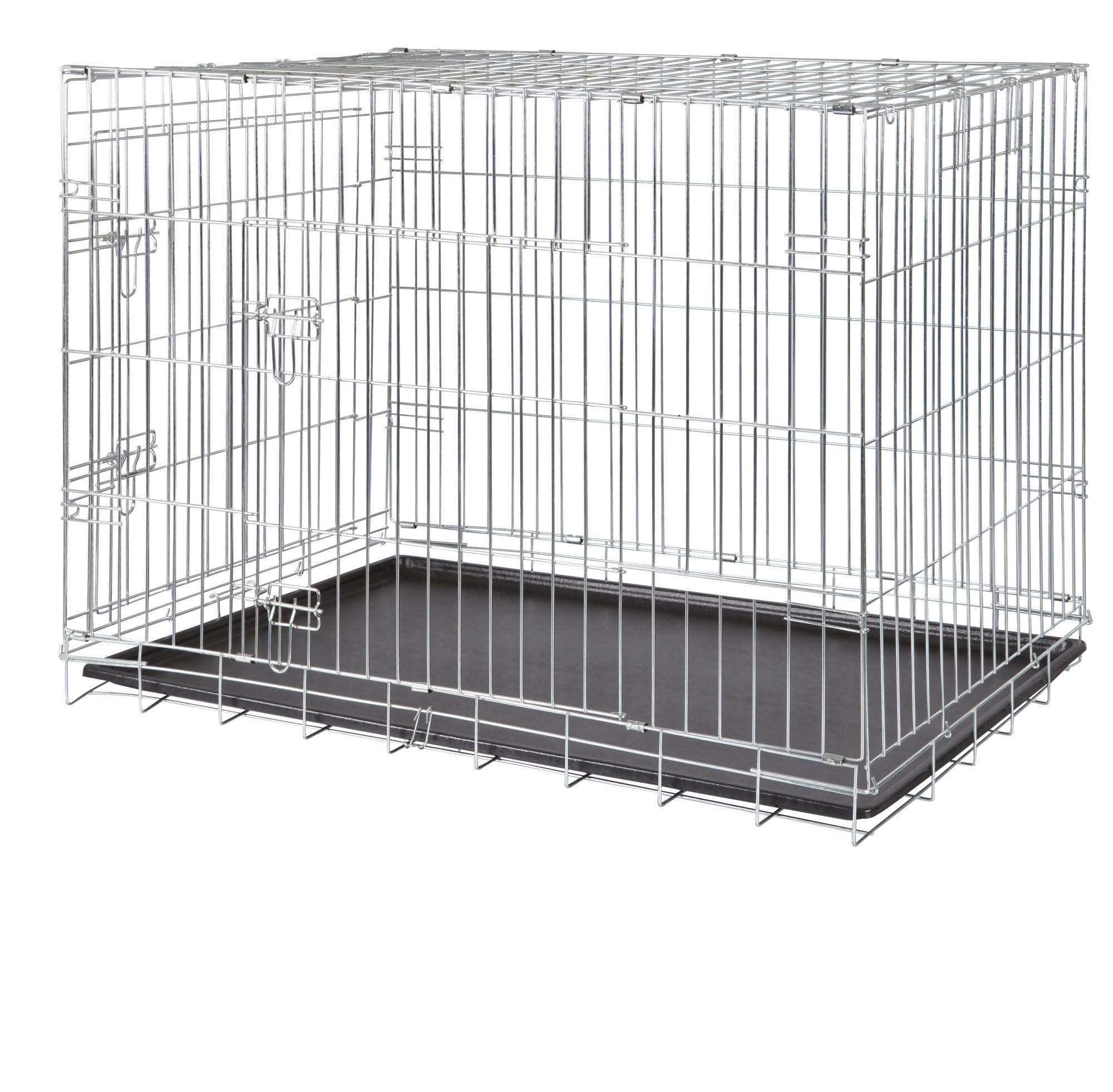 TRIXIE Dog Crate Home – Size L: 109 × 79 × 71 cm – Foldable Metal Dog Cage with 2 Doors, Secure Latches and Galvanised Frame – Includes Base Tray – For Home and Travel – 3925