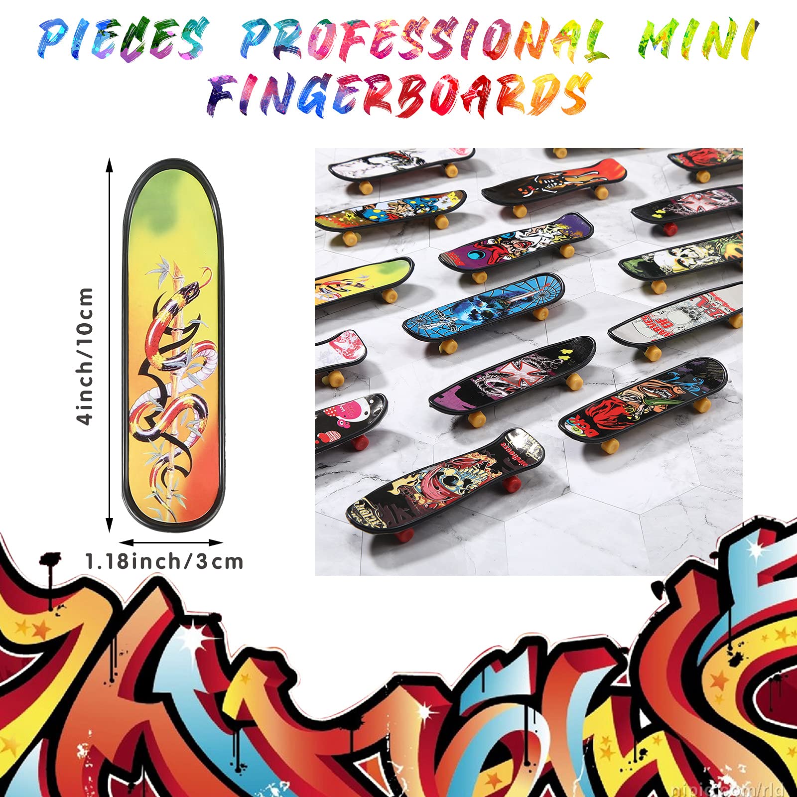 36 Pieces Mini Finger Skateboard Toy Skateboard Finger Boards with Double Sided Pattern Creative Fingertip Movement Toys for Birthday Goodie Bag Stuffers