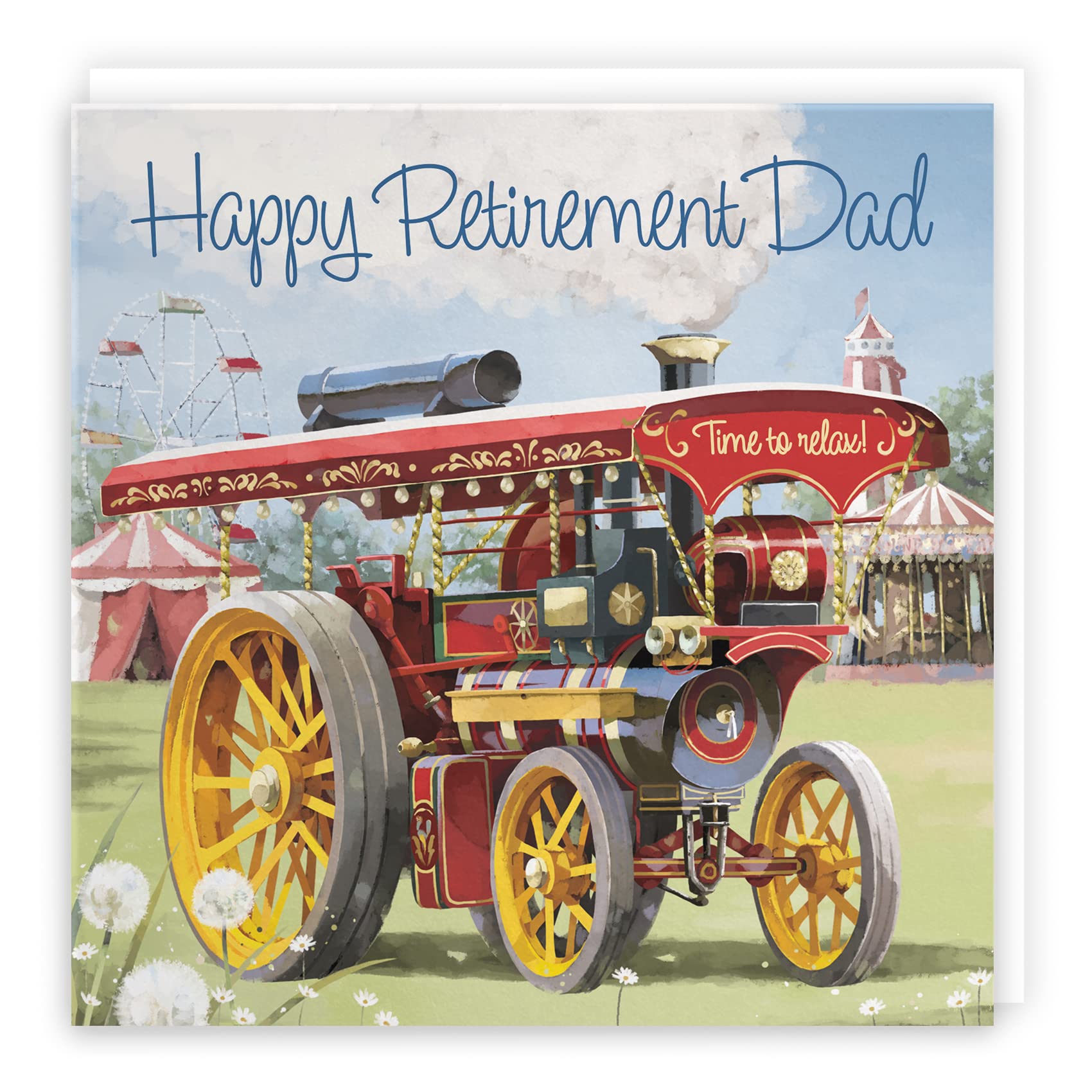 Hunts England - Dad Traction Engine Retirement Card - Steam Tractor - Milo's Gallery Collection - Congratulations Retirement Card For Dad - Happy Retirement Card For Dad - Dad Retirement Card