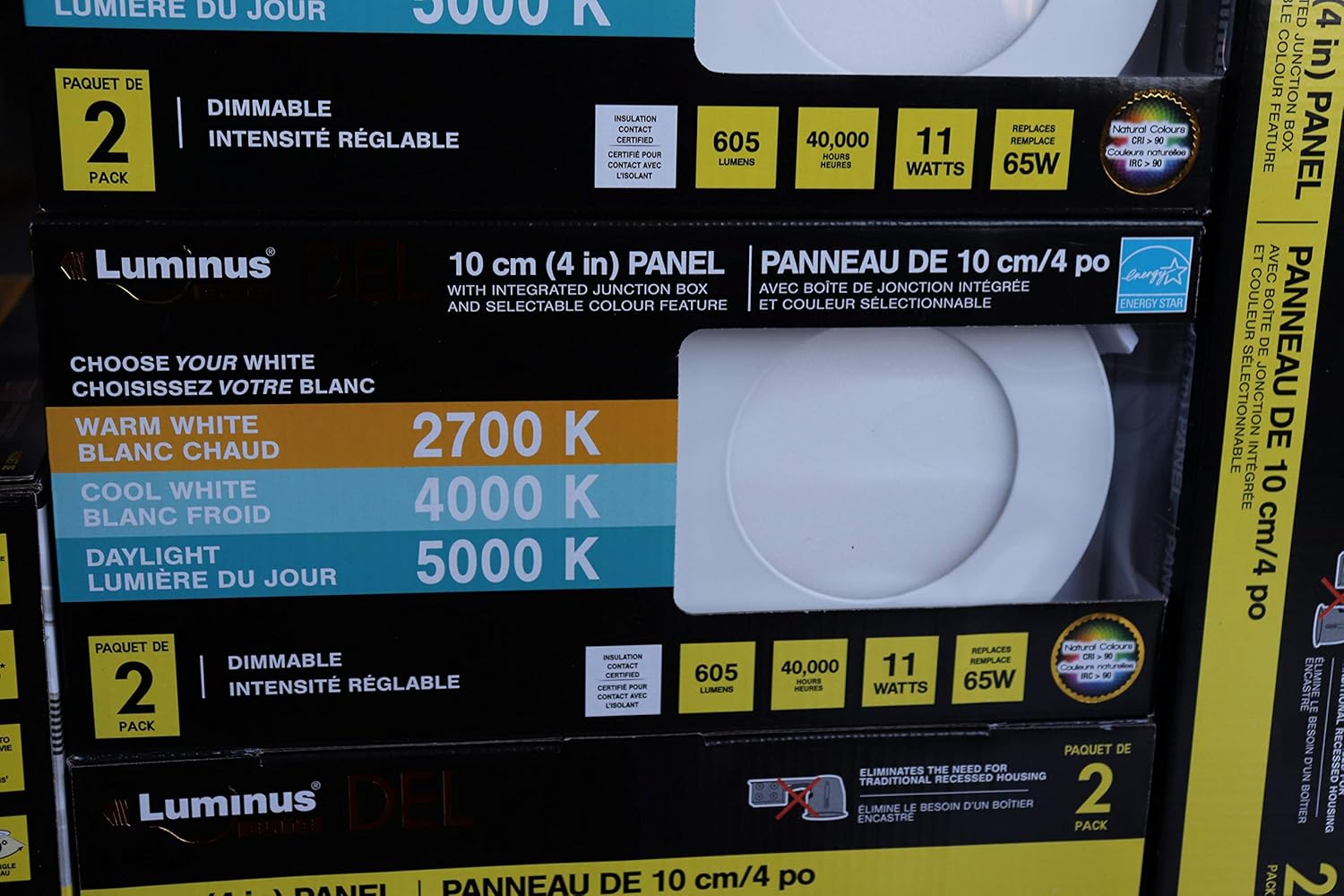 Luminus Elite Led 4 Panel Dimmable Pot Lights With Integrated Junction Box 2 Pack Amazon Ca Tools Home Improvement