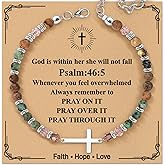 ZOKCC Cross Beaded Bracelet Gifts for Women: Christian Gifts for Women - Birthday Christmas Bracelet Gift for Friends Daughter Mom Sister in Christ Niece - Confirmation Baptism Easter Gift