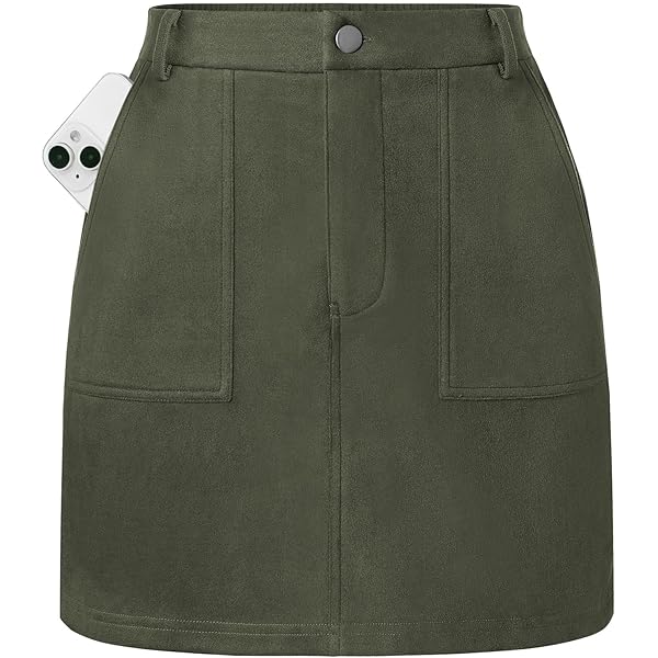 Meyeeka Junior High Waist Button Skirt Solid Zipper Closure A-Line