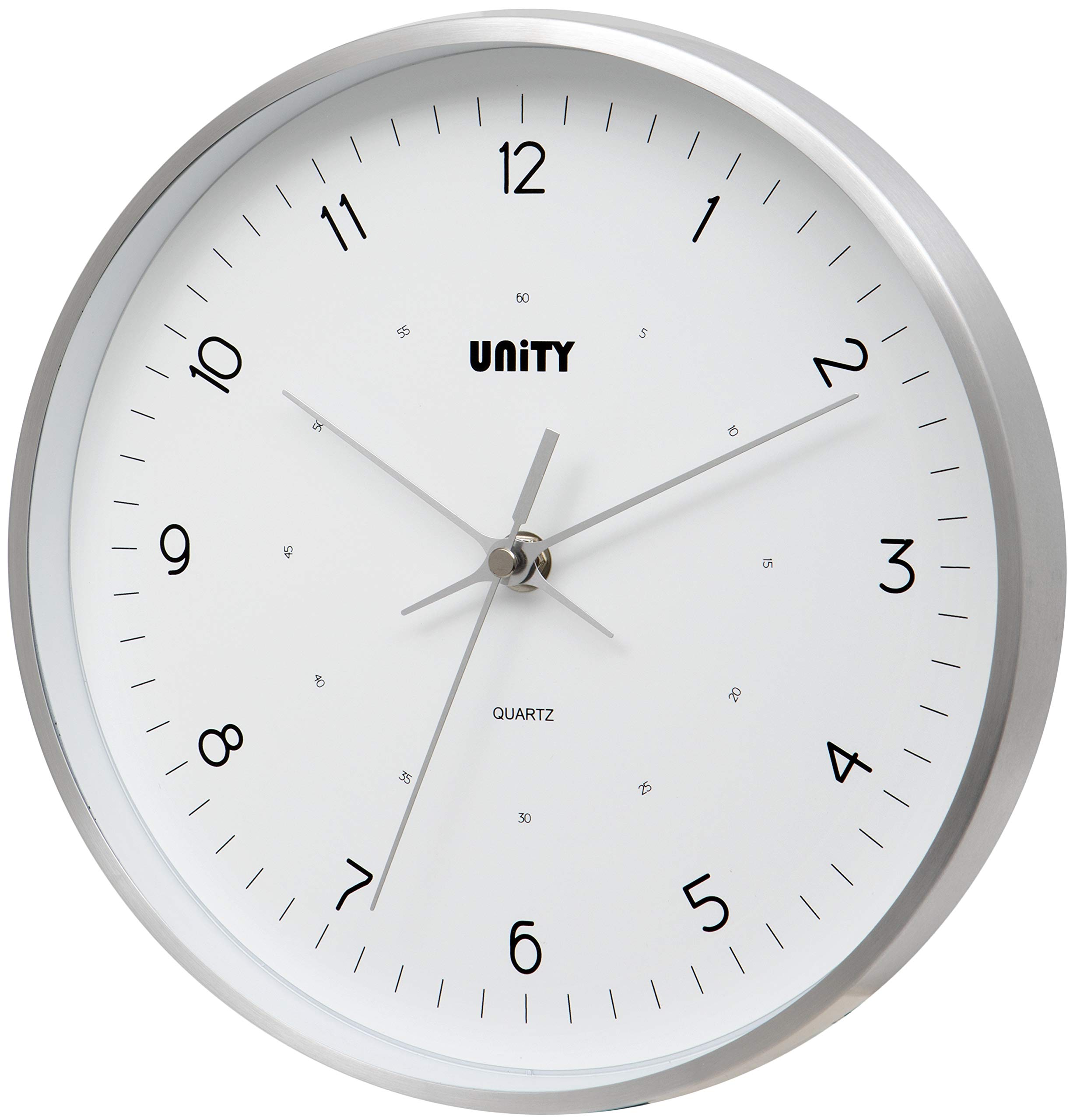 Unity Wall Clock, Bangkok, Modern, Silver, Silent Sweep, 25cm / 10-Inch