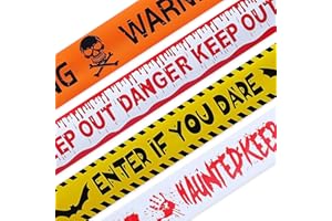 AMDBHC 4 Pack Halloween Decorations Caution Tape Roll 3in 82ft Halloween Fright Warning Tape Indoor Outdoor Keep Out Danger for Party Favors Haunted House Décor
