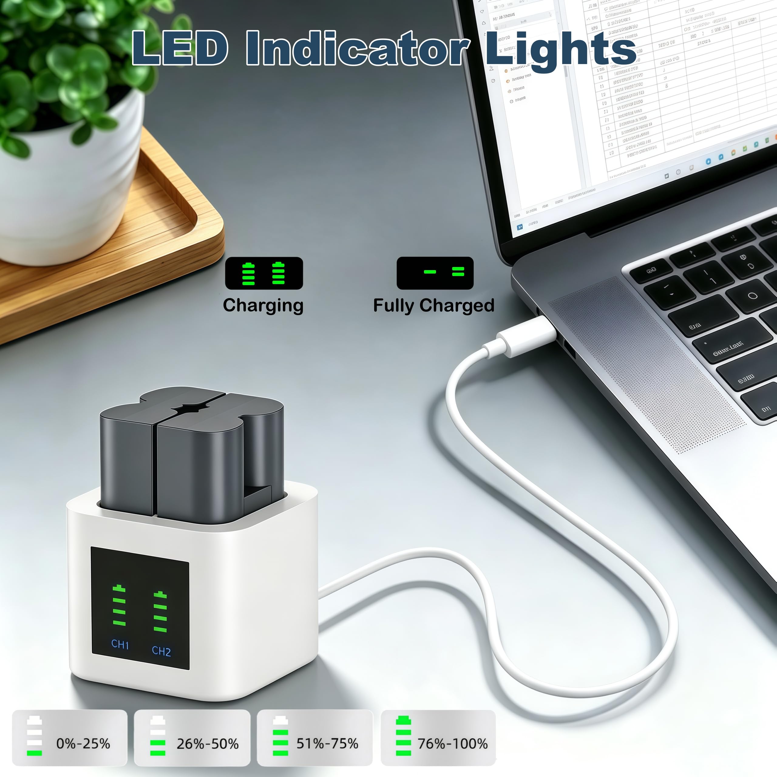 6040mAh Akku mit Ladegerät für Ring Video Doorbell 2/3/3 Plus/4, Spotlight Cam, Stick Up Cam und Peephole Cam Indoor 7