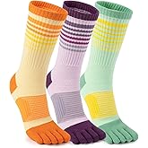 TikMox Crew Toe Sock, Ankle Sock for Women, Arch Support, Running Five-Toe Design, 3 pairs