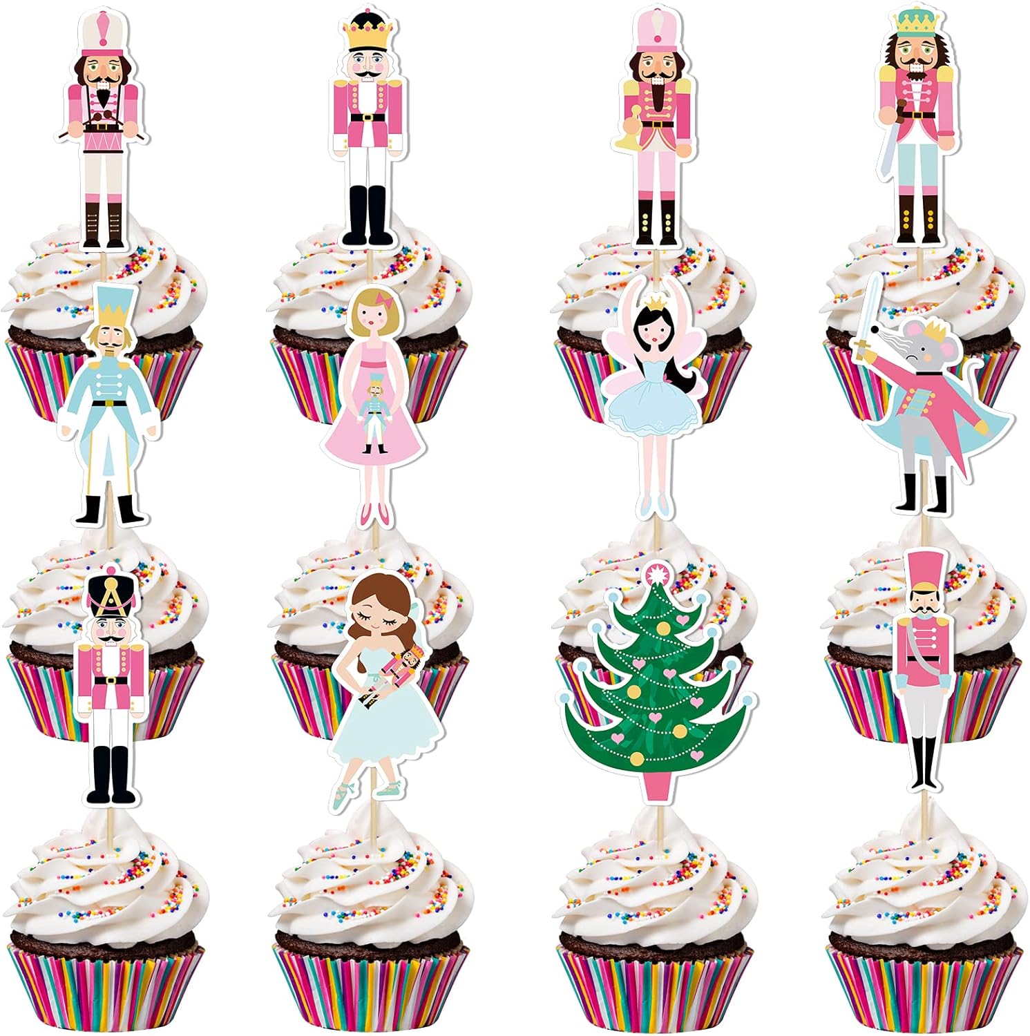 Nutcrackers - Pink Nutcracker Cupcake Toppers Nutcracker Cake Toppers Nutcracker Christmas Food Picks for Nutcracker Christmas Birthday Cake Supplies