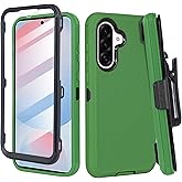 Thousandgear Compatible for Samsung Galaxy A56 5G Case, Built in Screen Protector, Rugged & Durable, with Port Protection, Includes Belt Clip Holster Clip Kickstand (Green)