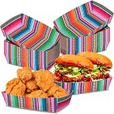 No Folding Required 50 Pack 2 Lb Mexican Plates Nacho Trays Disposable Food Trays Fiesta Party Decorations Paper Snack Taco Boats for Candy Hot Dog Cinco De Mayo Birthday Mexican Party Supplies