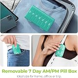 AUVON XL Weekly Pill Box Organiser 2 Times a Day Cyan Privacy Case view 6