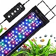 AQQA LED Aquarium Light, 24/7 Mode IP68 Waterproof Extendable Bracket Fish Tank Light, DIY Mode Full Spectrum Aquarium Plant Light, Adjustable Timer/Brightness Memory Function for 24-32 Inch Fish Tank