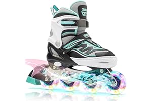 2PM SPORTS Cytia Pink Girls Adjustable Illuminating Inline Skates with Light up Wheels, Fun Flashing Beginner Roller Skates for Kids