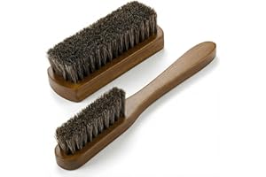 TAKAVU Leather & Upholstery Cleaning Brush Set, 100% Horse Hair Bristle, to Clean Car Seats, Leather Sofas & Alcantara, for C