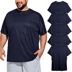 UEEKO Big & Tall Men's Dry Fit Moisture Wicking T Shirts, Comfort & Breathable Tees for Gym Running Casual Undershirts