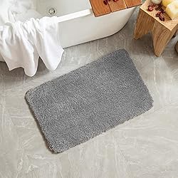 MIULEE Gray Bathroom Rugs Thick Shaggy Bath Rug