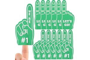 SEEVOR 12pcs Foam Finger Mini Foam Fingers 5 Inch Cheerleading Foam Finger For Sports Events Games Themed Birthday Party (Green)