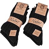 BRUBAKER Warm Alpaca Socks for Men or Women - 4 Pairs