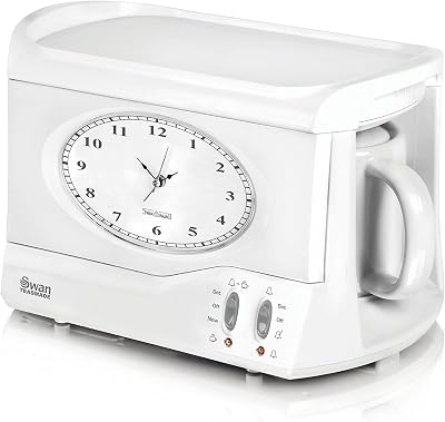 Swan STM201N Vintage Teasmade with Clock Alarm 600ml 850W White